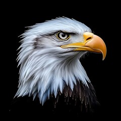 Obraz premium Majestic bald eagle close-up highlighting its fierce focus and regal presence