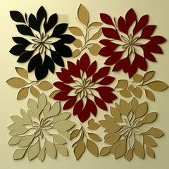 Charming paper craft featuring a floral design in red, tan and blue
