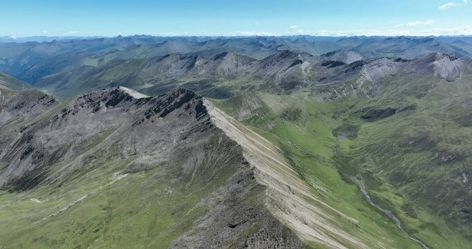 Aerial footage of beautiful high elevation mountain landscape