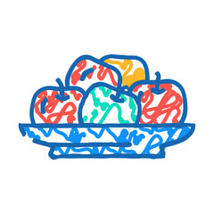 apple pile plate doodle icon sketch vector. apple pile plate sign. isolated symbol illustration