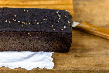 freshly baked loaf of rye bread. This is a wheat free rye bread made in a sourdough bread style.