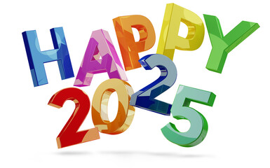 Happy 2025 symbol icon as bold-letters, font-weight:bold, from color blue to color green