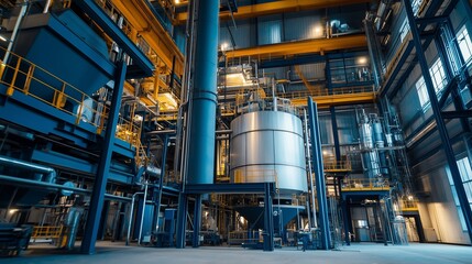 Modern industrial facility showcasing machinery and large equipment under bright lighting