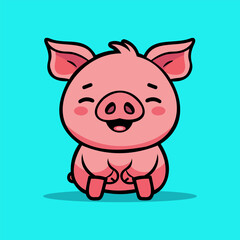Cute Pig Character Icon