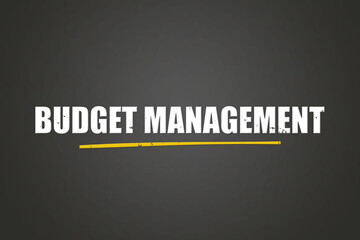 Budget Management. A blackboard with white text. Illustration with grunge text style.