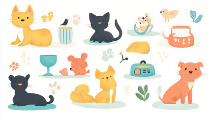 A collection of vector graphics showcasing food and beverages in a stylish way.