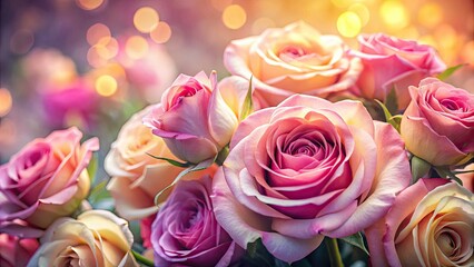 Fototapeta premium Beautiful roses in soft focus with blurred background, perfect for romantic or floral themes