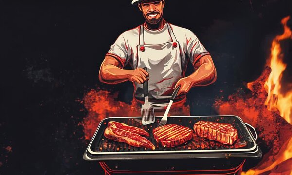 BBQ Barbecue Cookout Flyer Poster Template Layout Video