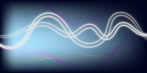 Abstract modern energy white light line flowing technology wave line colorful glowing shiny lines effect vector background. Can with use for banner, poster, background design.