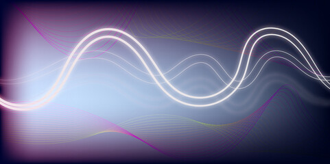 Abstract modern energy white light line flowing technology wave line colorful glowing shiny lines effect vector background. Can with use for banner, poster, background design.