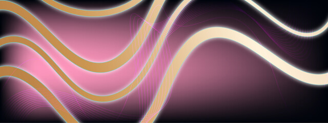 Abstract blue and drack black energy orange light wave line background design. High speed light effect technology glowing shiny lines effect dynamic motion background with energy stream.