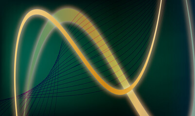 Abstract blue and drack black energy orange light wave line background design. High speed light effect technology glowing shiny lines effect dynamic motion background with energy stream.