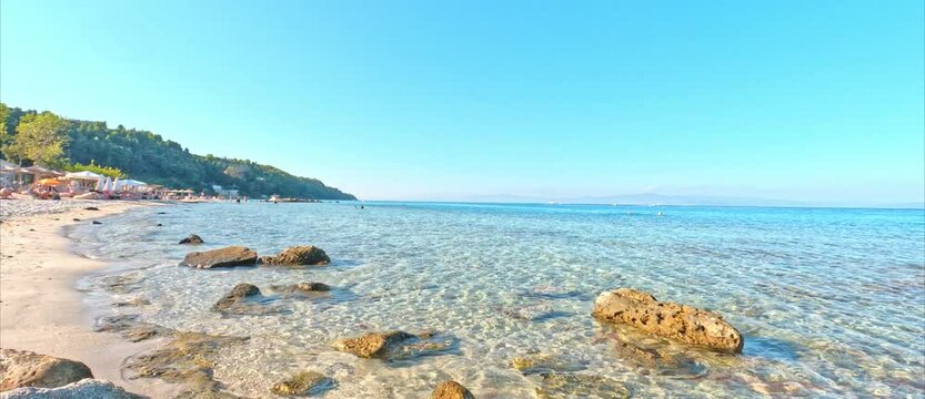 Beach at Afytos, Greece, in summer