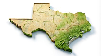 Detailed Outline of Texas State with Geographic Borders and Clean White Background for Graphic Use