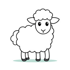 Cartoon Sheep Illustration for Kids' Coloring Books and Farm Animal Designs
