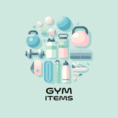 Gym Items Flat Vector Illustration Design