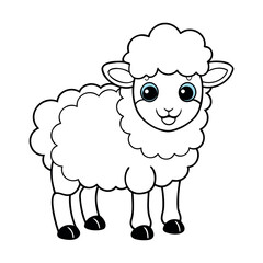 Cartoon Sheep Illustration for Kids' Coloring Books and Farm Animal Designs