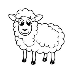 Cartoon Sheep Illustration for Kids' Coloring Books and Farm Animal Designs