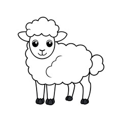 Cartoon Sheep Illustration for Kids' Coloring Books and Farm Animal Designs
