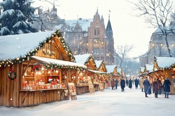 Fototapeta premium Christmas outdoors winter street.