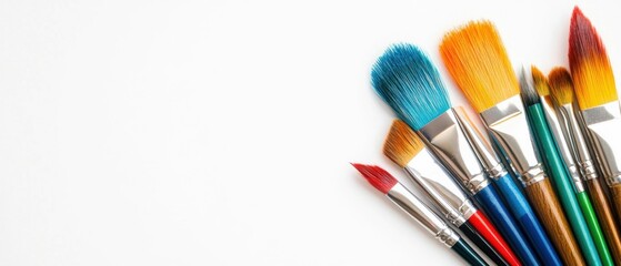 Obraz premium Set of colorful paintbrushes on white background