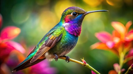 Fototapeta premium Elegant Hummingbird Template for Creative Designs and Nature-Themed Projects in Vibrant Colors