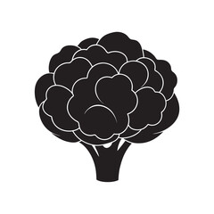 Cauliflower Silhouette Vector Illustration 
Organic Vegetable Clipart for Food Design