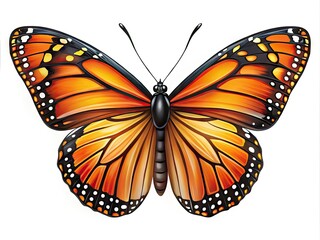 Elegant Vector Illustration of a Monarch Butterfly with Vibrant Colors and Detailed Wing Patterns