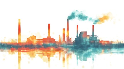 Obraz premium Industrial Landscape in Watercolor