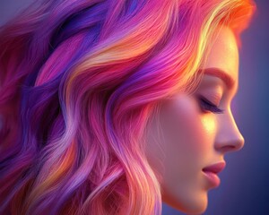 Hair styling tutorial with vibrant products, soft lighting, modern background, colorful tools, high detail, realism