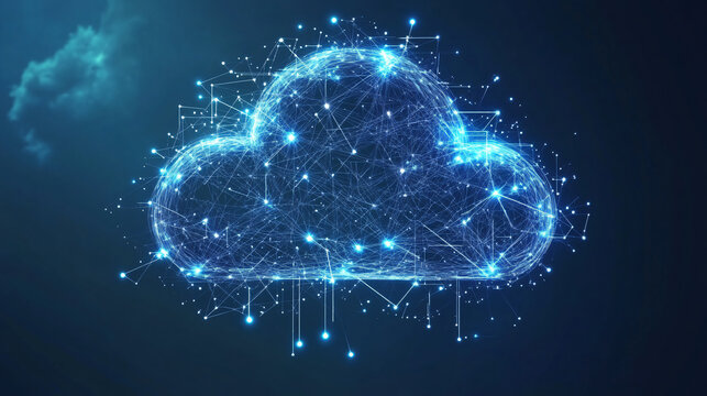  A cloud computing symbol with interconnected networks. 