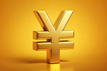Fototapeta premium Golden Yuan Currency Symbol on a Solid Background Representing Financial Growth and Investment Value