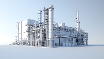 White 3D Model of a Large Industrial Plant