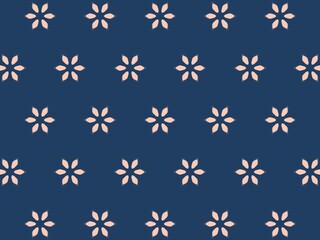 Abstract background with a pattern of pink flowers on a dark blue background.