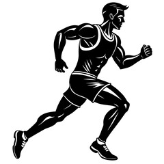 Morning Run Male Athlete Silhouette Vector for Fitness and Motivation
