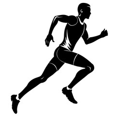 Morning Run Male Athlete Silhouette Vector for Fitness and Motivation