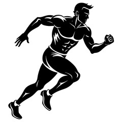 Morning Run Male Athlete Silhouette Vector for Fitness and Motivation