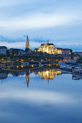 Cathedral and Abbey by Yonne riverfront, Auxerre, Burgundy, France