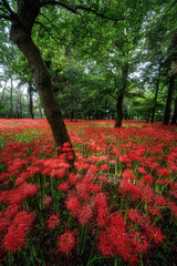 満開の曼殊沙華の絨毯
