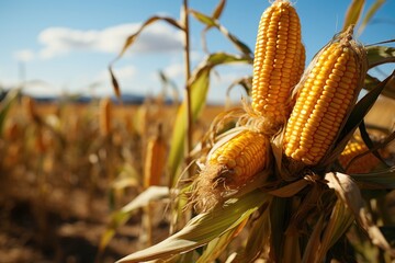Approximation of the yellow mature corn spike, generative IA