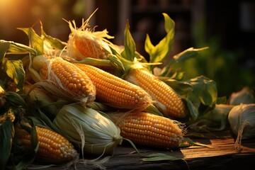 Delicious Corn Plan Arrangement with Copy Space, generative IA