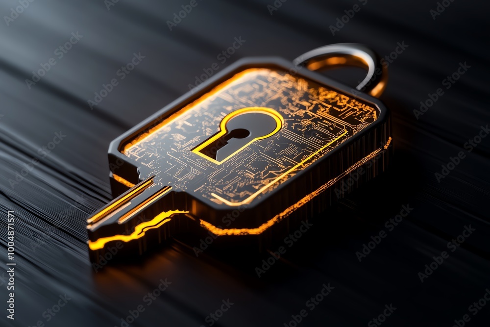 Aufkleber Minimalist digital key and lock icon, symbolizing encryption and privacy in anonymous communication