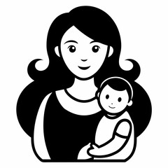 Heartwarming Black and White Portrait of a Mother and Baby on a White Background