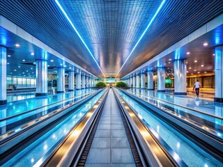 Modern Airport Interior Featuring a Moving Walkway in Doha with Bright Lighting and Spacious Design