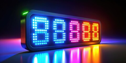 Obraz premium Modern Digital Clock Displaying Time with Bright LED Light on a Minimalist Background in Focus