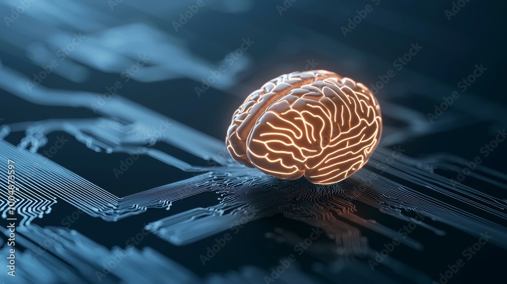 Sticker A brain is lit up on a computer chip