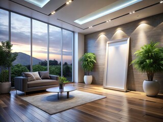 Fototapeta premium Modern LED panel light illuminating a sleek interior space with soft, even lighting for ambiance