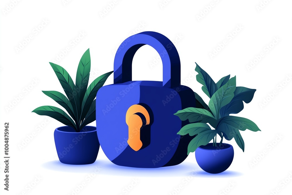 Poster Minimalist lock icon, representing secure, anonymous communication with clean lines and abstract shapes
