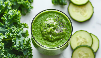Obraz premium detox-smoothie-kale-cucumber-apple