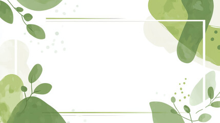 A nature-inspired abstract background with soft green organic shapes and a simple white frame, evoking calmness and freshness.